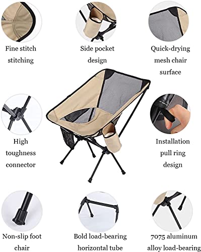 UTOQIA Camping Chair Camp Chair Outdoor Aluminum Alloy Folding Chair Portable Beach Ultralight Fishing Stool Lightweight Compact Camping Backpack Chairs Folding Chairs Outdoor Fishing Chair