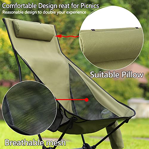 Zide Folding Camping Chairs Portable Lightweight Aluminum Alloy Bracket Moon Chair Comfortable Oxford Fabric for Outdoor Hiking Picnic Backpacking Mesh Chair