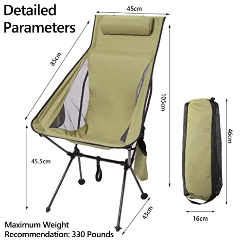 Zide Folding Camping Chairs Portable Lightweight Aluminum Alloy Bracket Moon Chair Comfortable Oxford Fabric for Outdoor Hiking Picnic Backpacking Mesh Chair