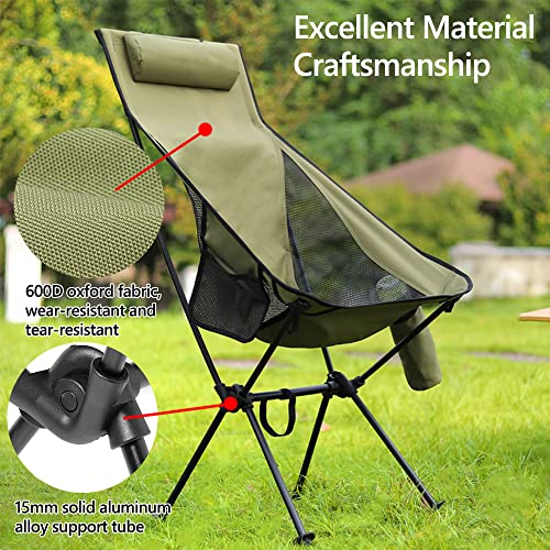 Zide Folding Camping Chairs Portable Lightweight Aluminum Alloy Bracket Moon Chair Comfortable Oxford Fabric for Outdoor Hiking Picnic Backpacking Mesh Chair