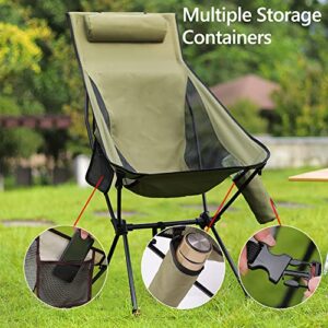 Zide Folding Camping Chairs Portable Lightweight Aluminum Alloy Bracket Moon Chair Comfortable Oxford Fabric for Outdoor Hiking Picnic Backpacking Mesh Chair