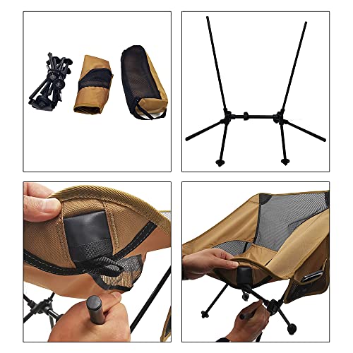 ALKISS Portable Outdoor Camping Chairs Compact Folding Chair Foldable Chair Lawn Chairs Backpack Beach Chairs for Adults Heavy Duty with Side Pockets Camp Chair Lightweight for Hiking Beach Fishing