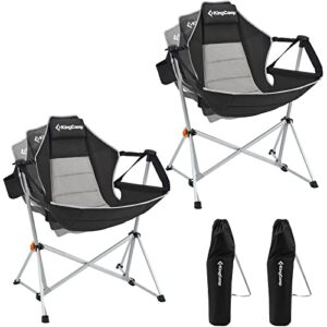 kingcamp 2 pack lightweight hammock swinging camping chair, aluminum alloy rocker camp chair with headrest cup holder for outdoor picnic beach sporting events concerts backyard
