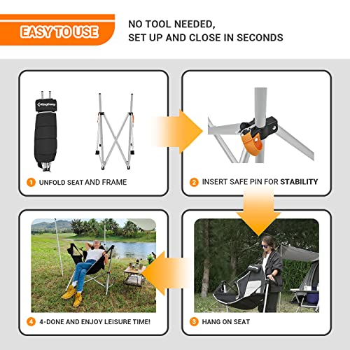 KingCamp 2 Pack Lightweight Hammock Swinging Camping Chair, Aluminum Alloy Rocker Camp Chair with Headrest Cup Holder for Outdoor Picnic Beach Sporting Events Concerts Backyard