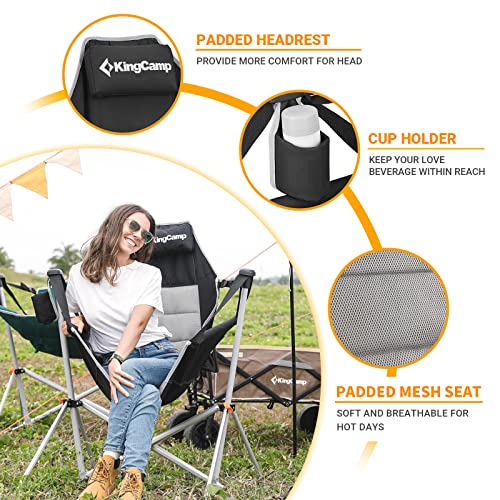 KingCamp 2 Pack Lightweight Hammock Swinging Camping Chair, Aluminum Alloy Rocker Camp Chair with Headrest Cup Holder for Outdoor Picnic Beach Sporting Events Concerts Backyard