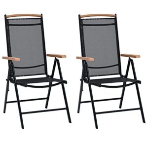 psfanmzx folding patio chairs 2 pcs,outdoor lounge furniture,balcony chair,lawn chairs, deck chairs,for deck garden lawn balcony backyard poolside, aluminum and textilene black