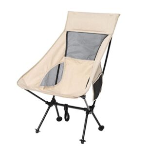 outdoor camping chair portable outdoor folding camping fishing chairs aluminum alloy garden moon beach backrest chair foldable chair beach portable folding chair (color : khaki)