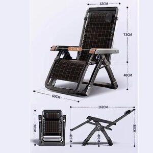 LXHLHWXF Zero Gravity Recliner，90°-170° Adjustable Backrest Folding Chair, Office Siesta Chair, Aluminum Alloy Square Tube Frame, Wood Grain Armrest Sun Loungers, Bearing 200KG(Color:Brown)