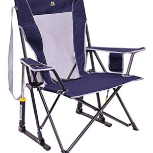 ARROWHEAD OUTDOOR Portable Folding Double Duo Camping Chair Loveseat w/ 2 Cup & Wine Glass Holder & GCI Outdoor Comfort Pro Rocker Collapsible Rocking Chair & Outdoor Camping Chair, Indigo