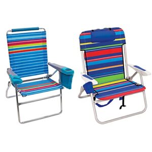 rio gear beach 17" extended height 4-position folding beach chair -polyester & rio beach big boy 4-position 13" high seat backpack beach or camping folding chair, pop surf stripes