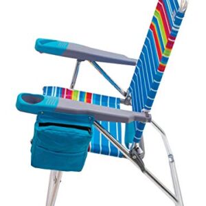 Rio Gear Beach 17" Extended Height 4-Position Folding Beach Chair -Polyester & Rio Beach Big Boy 4-Position 13" High Seat Backpack Beach or Camping Folding Chair, Pop Surf Stripes