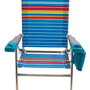 Rio Gear Beach 17" Extended Height 4-Position Folding Beach Chair -Polyester & Rio Beach Big Boy 4-Position 13" High Seat Backpack Beach or Camping Folding Chair, Pop Surf Stripes