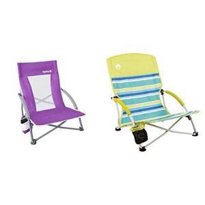 hurley low sling chair, one size, violet & coleman camping chair | lightweight utopia breeze beach chair | outdoor chair with low profile