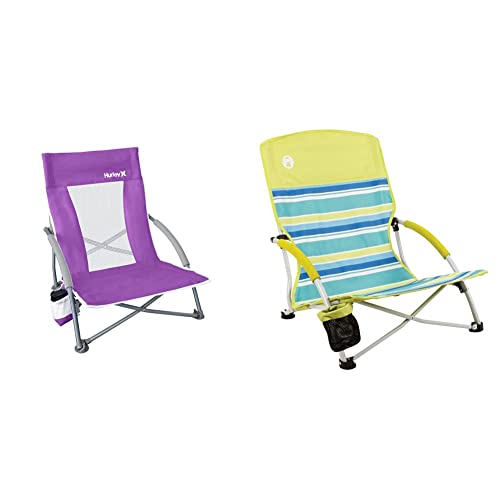 Hurley Low Sling Chair, One Size, Violet & Coleman Camping Chair | Lightweight Utopia Breeze Beach Chair | Outdoor Chair with Low Profile