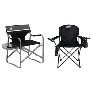 coleman camp chair with side table | folding beach chair & camp chair with 4-can cooler | folding beach chair with built in drinks cooler