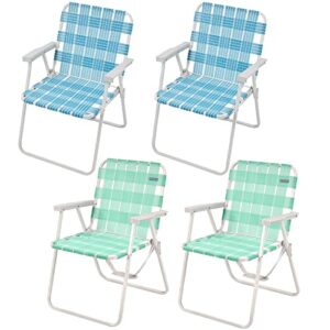 #wejoy 2 pack folding webbed lawn beach chair,heavy duty portable chairs for outside with hard arm,carry strap for outdoor camping garden concert festival sand picnic bbq