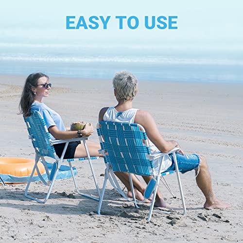 #WEJOY 2 Pack Folding Webbed Lawn Beach Chair,Heavy Duty Portable Chairs for Outside with Hard Arm,Carry Strap for Outdoor Camping Garden Concert Festival Sand Picnic BBQ