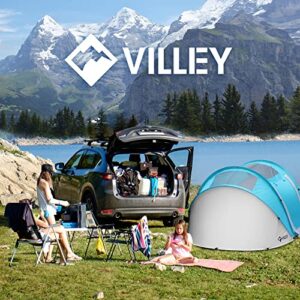 HAUSHOF High Back Beach Chair, Mesh Back Folding Chair and VILLEY 4-Person Easy Pop Up Tent, Waterproof Automatic Setup Instant Lightweight Camping Beach Tent