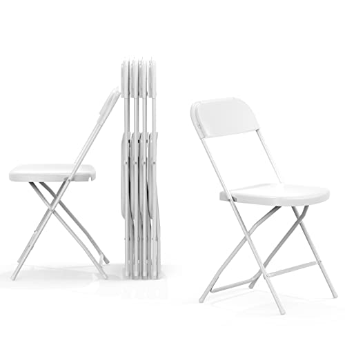 Nazhura Foldable Folding Chairs Plastic Outdoor/Indoor 650LB Weight Limit (White, 6 Pack)