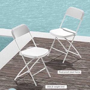 Nazhura Foldable Folding Chairs Plastic Outdoor/Indoor 650LB Weight Limit (White, 6 Pack)