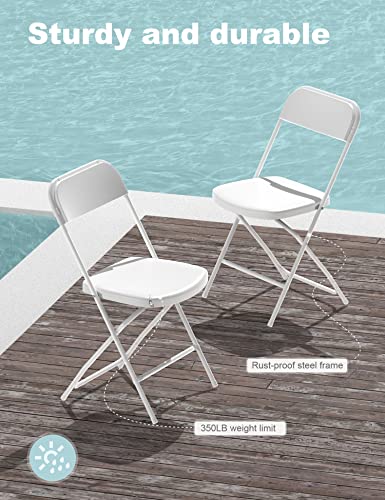 Nazhura Foldable Folding Chairs Plastic Outdoor/Indoor 650LB Weight Limit (White, 6 Pack)