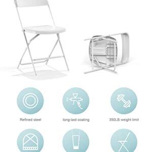 Nazhura Foldable Folding Chairs Plastic Outdoor/Indoor 650LB Weight Limit (White, 6 Pack)