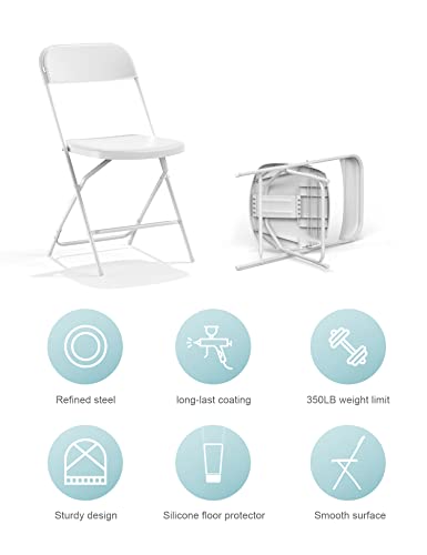 Nazhura Foldable Folding Chairs Plastic Outdoor/Indoor 650LB Weight Limit (White, 6 Pack)