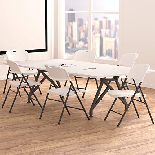 Amazon Basics Folding Plastic Chair with 350-Pound Capacity - 6-Pack, White