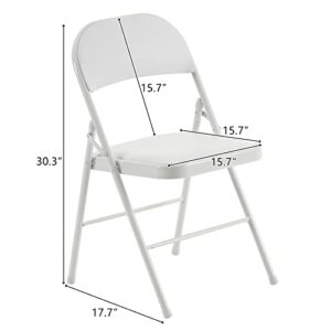 Karl home 6 Pack White Folding Chairs with Padded Seats for Outdoor & Indoor, Portable Stackable Commercial Seat with Steel Frame for Events Office Wedding Party, 330lbs Capacity