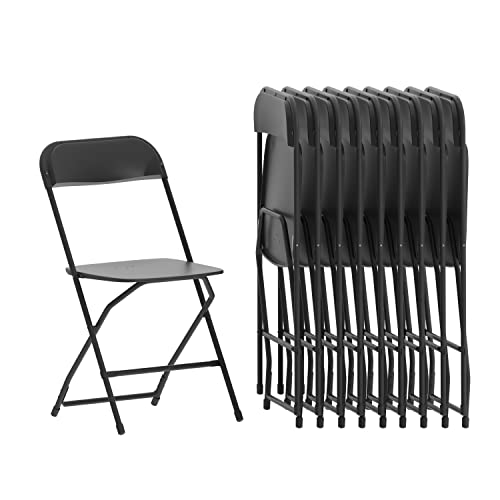 Flash Furniture Hercules Plastic Folding Chair - Black (10 Pack) | Lightweight, Durable, and Comfortable Event Chair | 650LB Weight Capacity