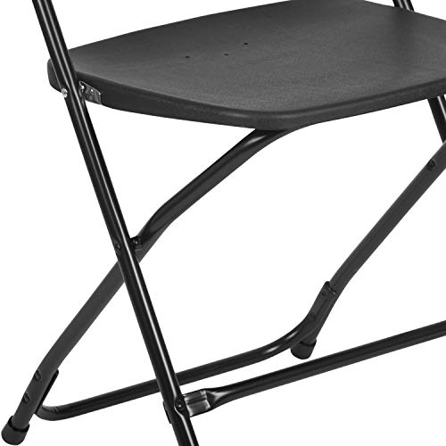 Flash Furniture Hercules Plastic Folding Chair - Black (10 Pack) | Lightweight, Durable, and Comfortable Event Chair | 650LB Weight Capacity