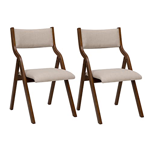 Ball & Cast Modern Folding Chairs Folding Dining Room Chairs Set of 2, 18" Seat Height, Taupe