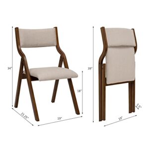 Ball & Cast Modern Folding Chairs Folding Dining Room Chairs Set of 2, 18" Seat Height, Taupe