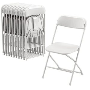 Allpop 10 Pack Plastic Folding Chair, 300lb Capacity, Portable Commercial Chair with Steel Frame for Home Office Wedding Party Indoor Outdoor Events, Stackable, White