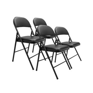 amazon basics vinyl-padded metal steel folding, black, 4-pack chair