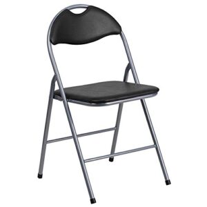 flash furniture 4 pack hercules series black vinyl metal folding chair with carrying handle