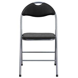 Flash Furniture 4 Pack HERCULES Series Black Vinyl Metal Folding Chair with Carrying Handle