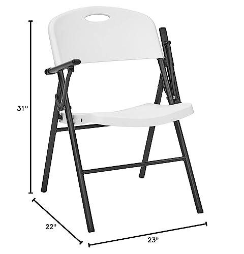 Living and More Plastic Folding Chair with Armrest, Light Weight Folding Chair, 350 Pound Capacity, White, 4pc Pack