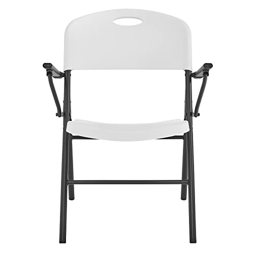 Living and More Plastic Folding Chair with Armrest, Light Weight Folding Chair, 350 Pound Capacity, White, 4pc Pack