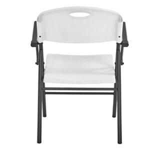 Living and More Plastic Folding Chair with Armrest, Light Weight Folding Chair, 350 Pound Capacity, White, 4pc Pack