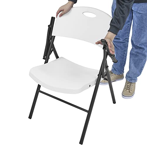 Living and More Plastic Folding Chair with Armrest, Light Weight Folding Chair, 350 Pound Capacity, White, 4pc Pack