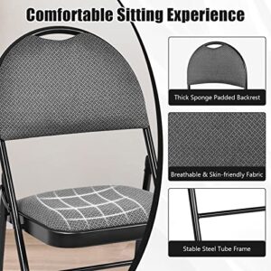 Giantex 2-Pcs Folding Chairs Set - Backrest Chair W/Handle Hole, Upholstered Seat, Fabric Cover, Non-Slip Feet Pads, Commercial Guest Chairs, Foldable Waiting Room Chair (Gray, 1 Count (Pack of 2))