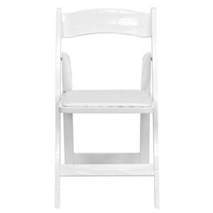 Flash Furniture HERCULES Series White Wood Folding Chair with Vinyl Padded Seat