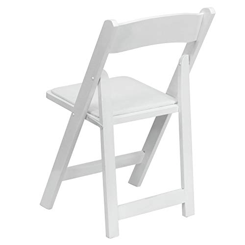 Flash Furniture HERCULES Series White Wood Folding Chair with Vinyl Padded Seat