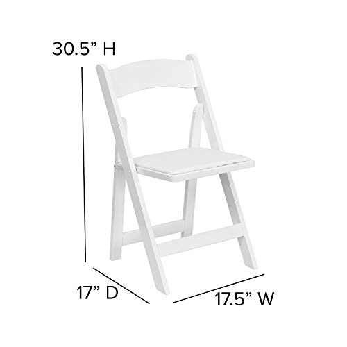 Flash Furniture HERCULES Series White Wood Folding Chair with Vinyl Padded Seat