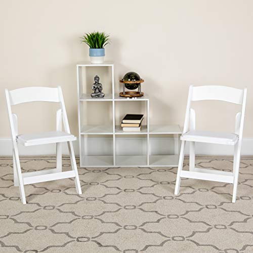 Flash Furniture HERCULES Series White Wood Folding Chair with Vinyl Padded Seat