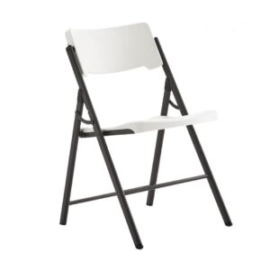 living and more commercial folding chair, ergonomic swiveling back, indoor outdoor use, 350-pound capacity, 1 pack, white