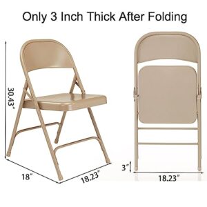 TUBYIC 4 Pack Black Folding Chairs with Wide Seats for Outdoor & Indoor, Portable Stackable Commercial Seat with Steel Frame for Events Office Wedding Party, 250lbs Capacity