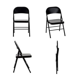 TRFMY Steel Folding Chair (4 Pack), Metal Folding Chair Seat, Handle Hole, Steel Frame, Folding Chair for Home, School, Office, Party, Courtyard Use (Black)