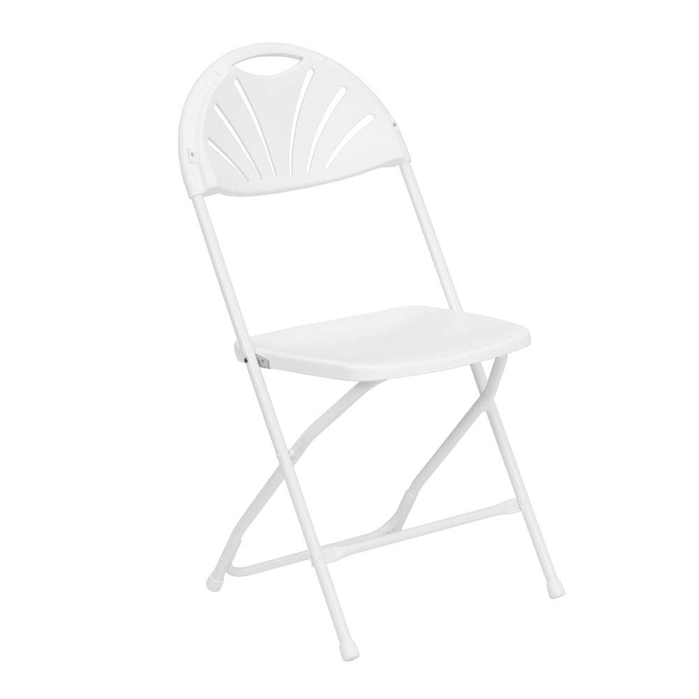 Flash Furniture 2 Pack HERCULES Series 650 lb. Capacity White Plastic Fan Back Folding Chair